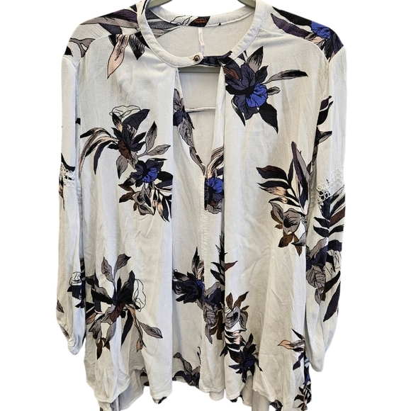 Free People Tree Swing Tunic Light Stone Combo Boho Top - Picture 2 of 8